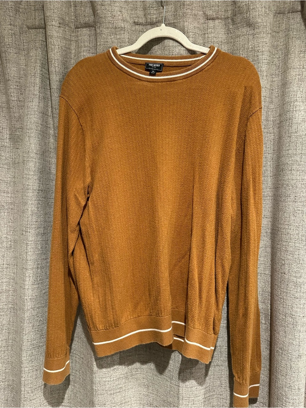 Todd Snyder Men's Burnt Orange Crewneck Sweater with Contrast Trim